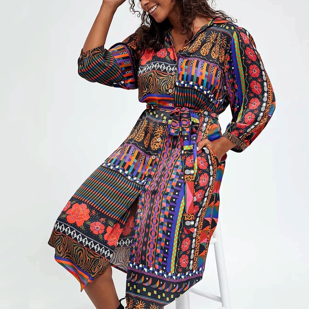 Anthropologie Farm Rio Ciela Midi Shirtdress - Picture 1 of 7